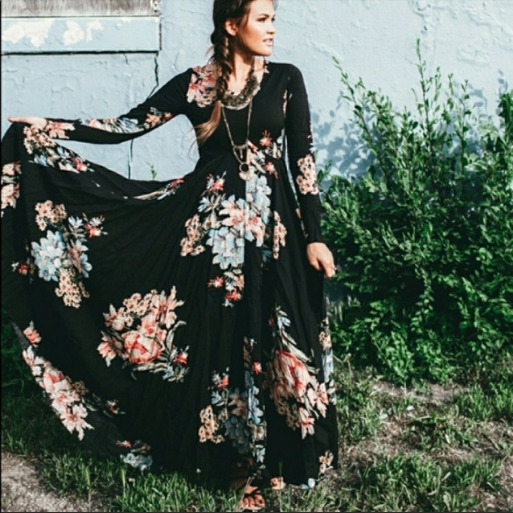 Free People At First Kiss Floral Maxi Dress XS